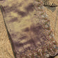 Mauve Gold Woven Saree with Peacock Embroidered Border
