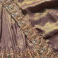 Mauve Gold Woven Saree with Peacock Embroidered Border