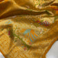 Yellow Designer Woven Saree with Rich Zari Border & Peacock Floral Pallu