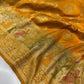 Yellow Designer Woven Saree with Rich Zari Border & Peacock Floral Pallu