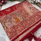Red Designer Woven Saree with Rich Zari Border & Peacock Floral Pallu