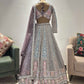 The Powder-Purple Colour Lehanga with Sequnis and Zari Work