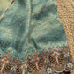 Sea Green Gold Woven Saree with Peacock Embroidered Border