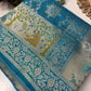 Turquoise Designer Woven Saree with Rich Zari Border & Peacock Floral Pallu
