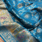 Turquoise Designer Woven Saree with Rich Zari Border & Peacock Floral Pallu