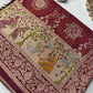 Maroon Designer Woven Saree with Rich Zari Border & Peacock Floral Pallu