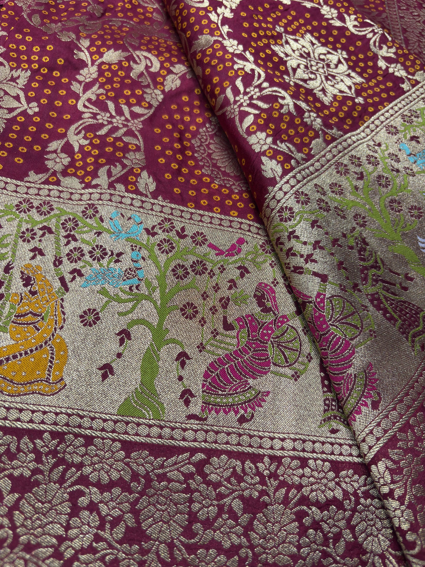 Maroon Designer Woven Saree with Rich Zari Border & Peacock Floral Pallu