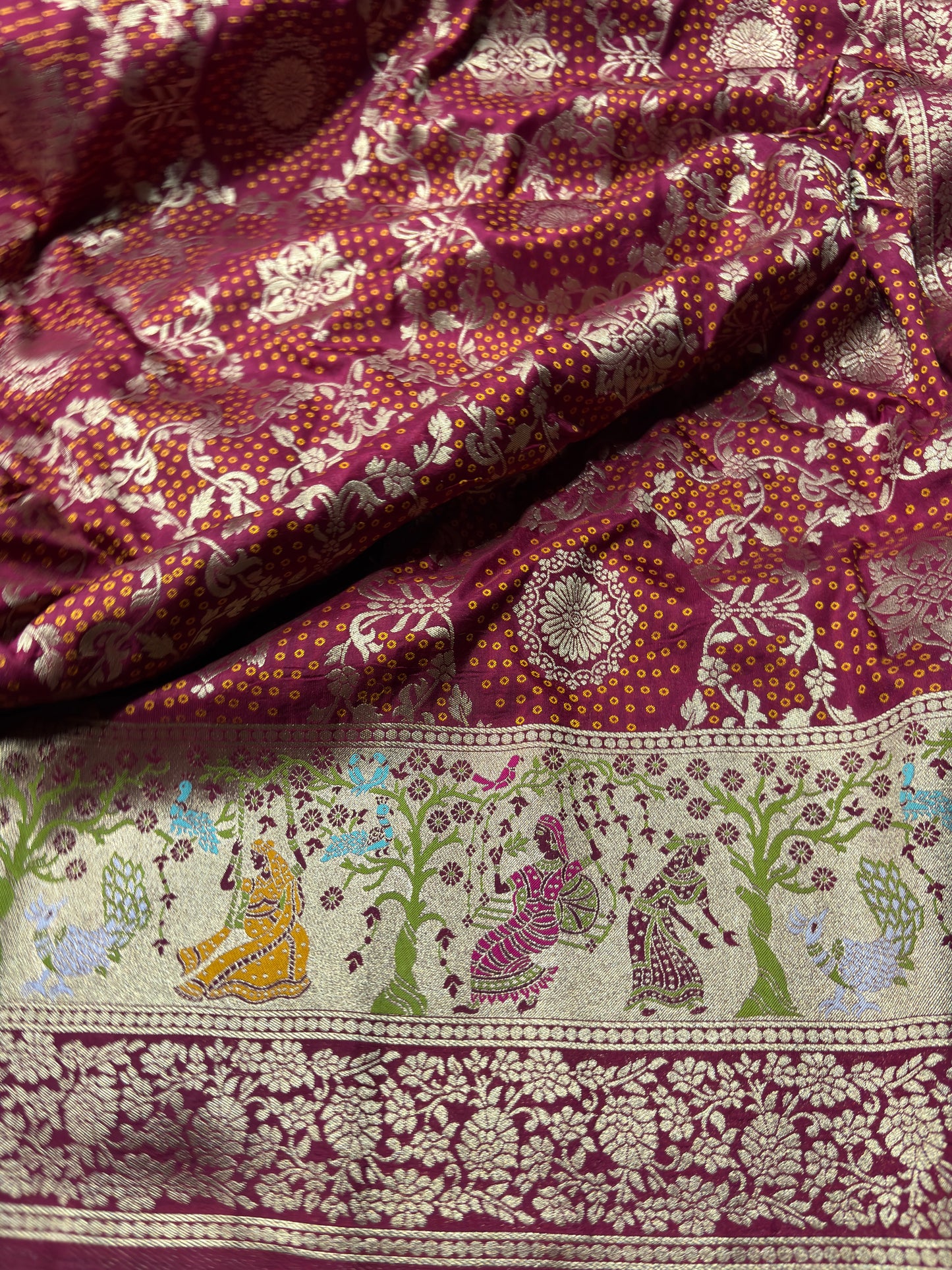 Maroon Designer Woven Saree with Rich Zari Border & Peacock Floral Pallu