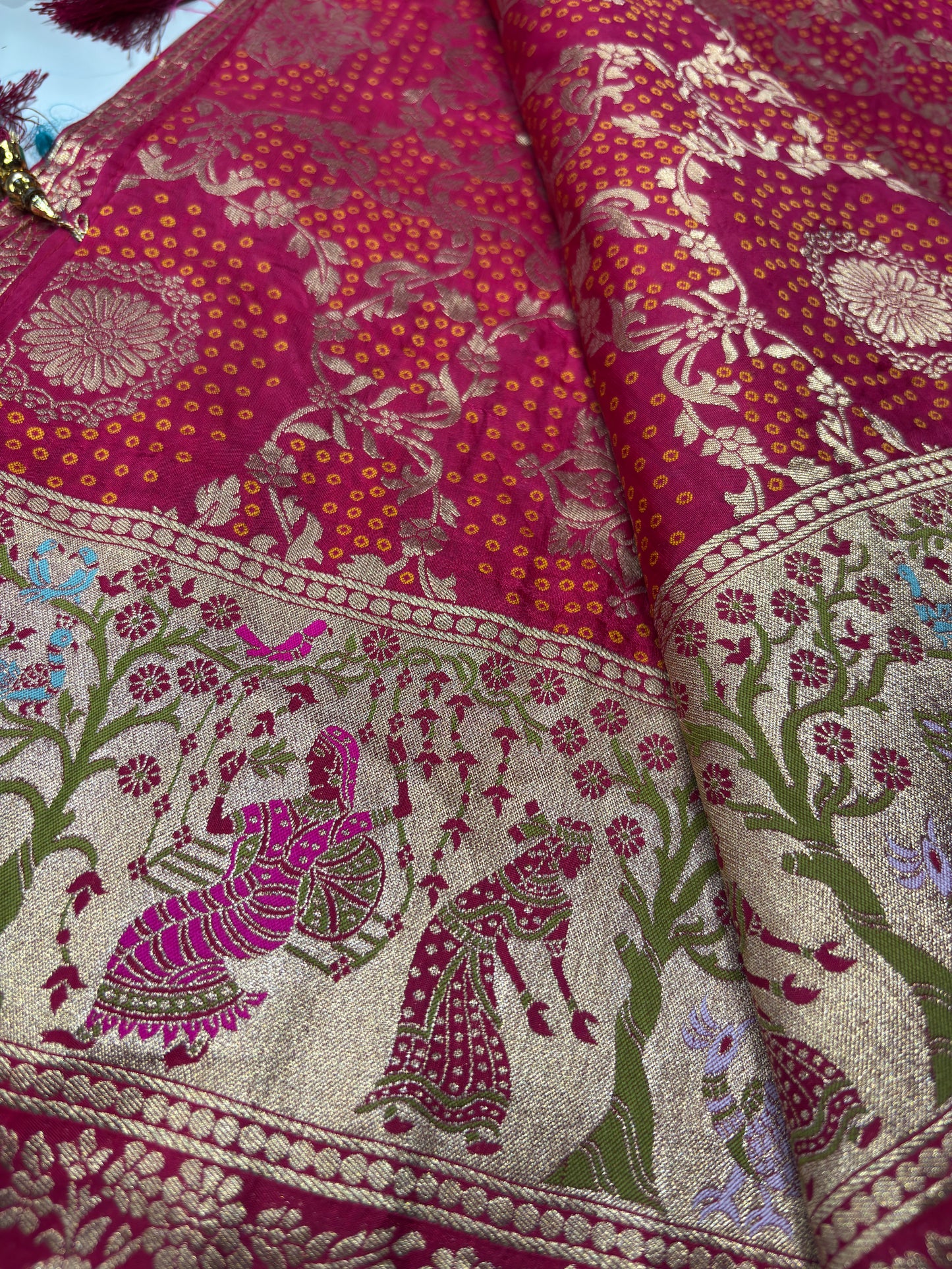 Rani Designer Woven Saree with Rich Zari Border & Peacock Floral Pallu