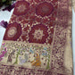 Wine Designer Woven Saree with Rich Zari Border & Peacock Floral Pallu
