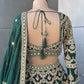 Bottle Green Pure Georgette Zari Work Lehanga