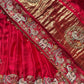 Royal Red & Gold Elephant Embroidered Designer Saree