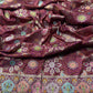 Wine Designer Woven Saree with Floral Paisley Motifs & Rich Border