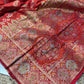 Red Designer Woven Saree with Floral Paisley Motifs & Rich Border