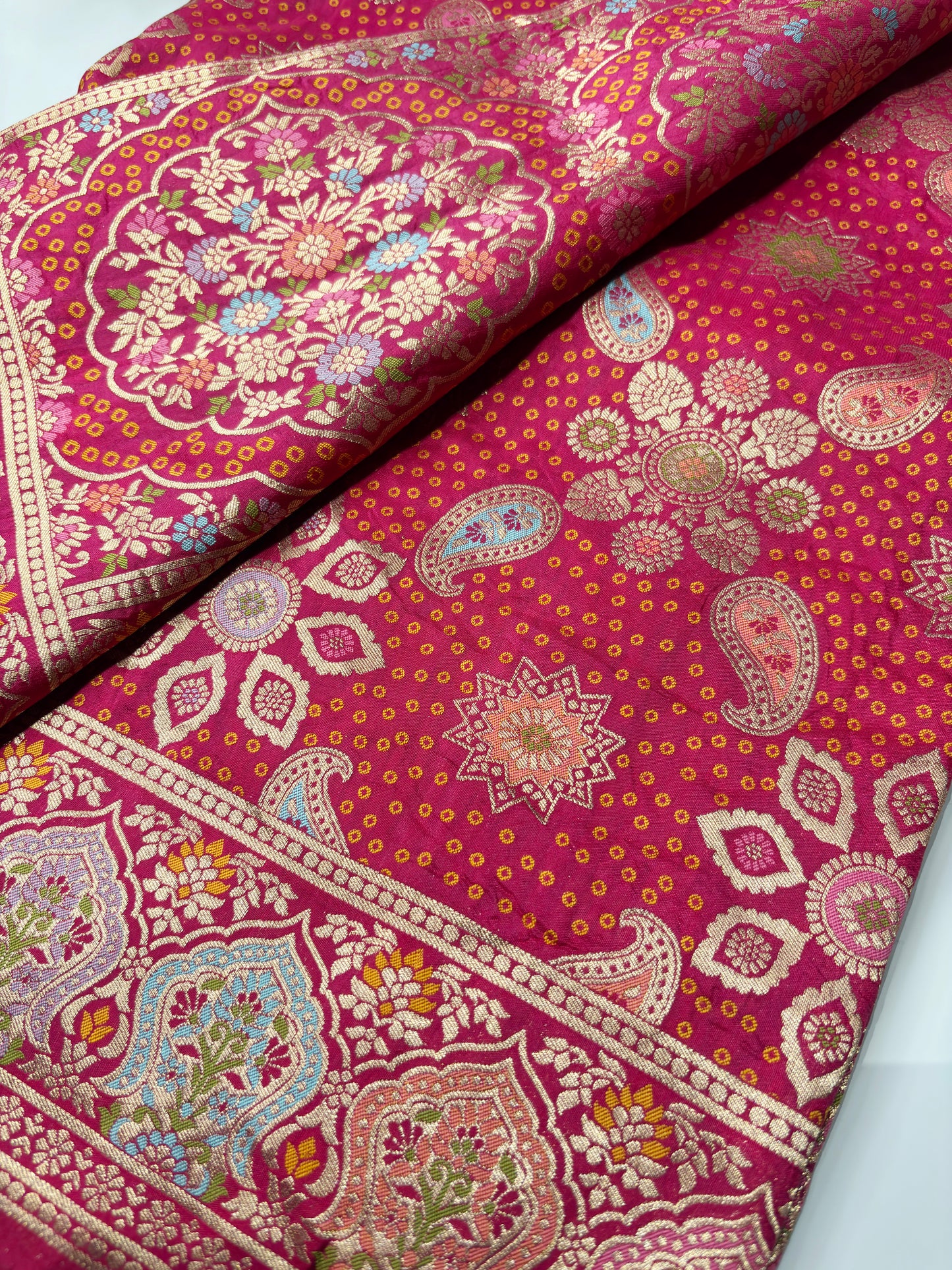 Rani Designer Woven Saree with Floral Paisley Motifs & Rich Border