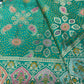 Teal Green Designer Woven Saree with Floral Paisley Motifs & Rich Border