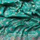 Teal Green Designer Woven Saree with Floral Paisley Motifs & Rich Border