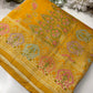 Yellow Designer Woven Saree with Floral Paisley Motifs & Rich Border
