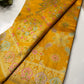 Yellow Designer Woven Saree with Floral Paisley Motifs & Rich Border