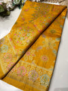 Yellow Designer Woven Saree with Floral Paisley Motifs & Rich Border