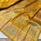 Yellow Designer Woven Saree with Floral Paisley Motifs & Rich Border