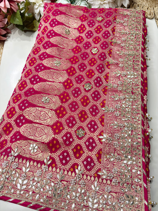 Rani Designer Woven Saree with Heavy Zari Work Border & Floral Motifs