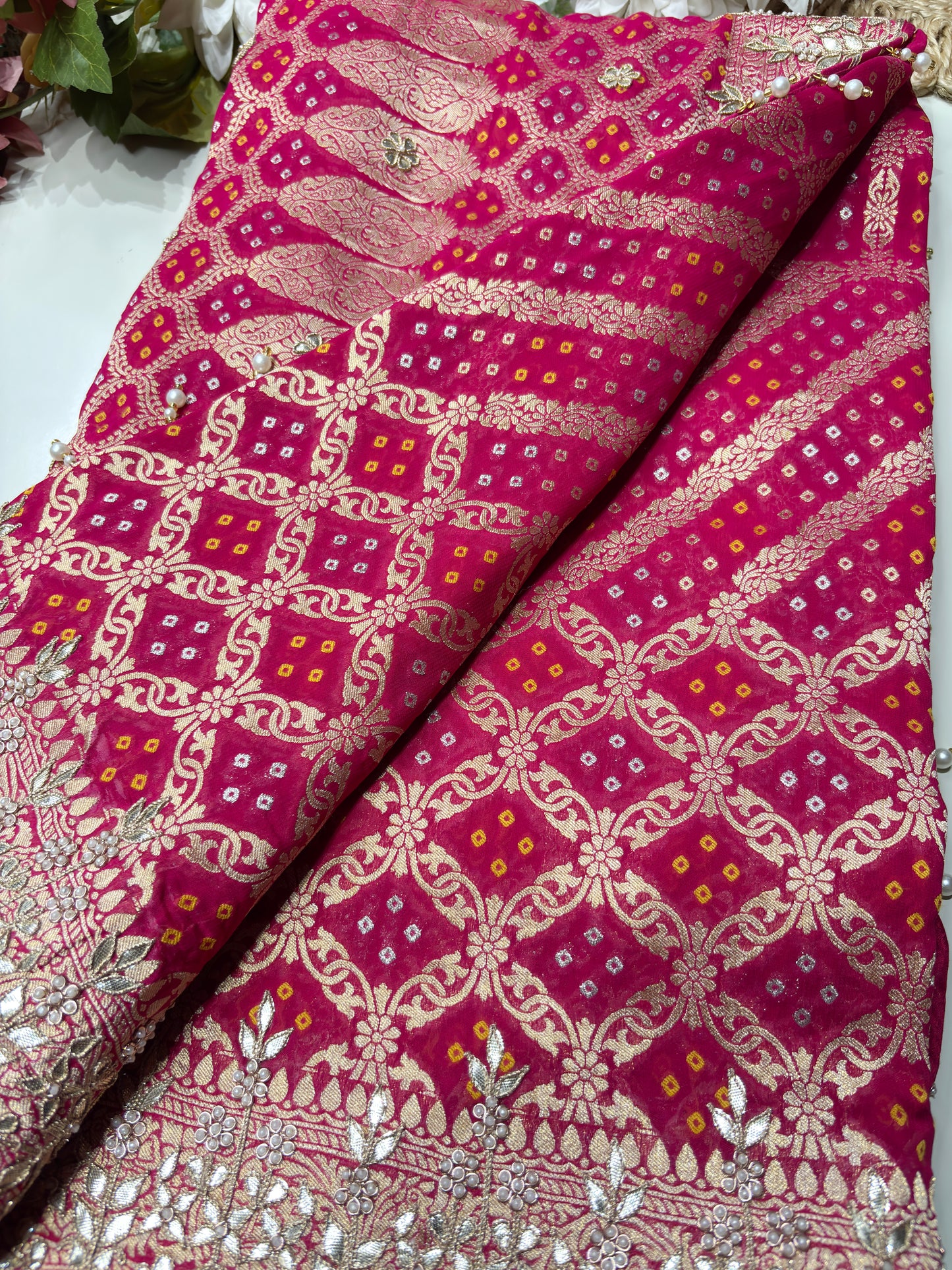 Rani Designer Woven Saree with Heavy Zari Work Border & Floral Motifs