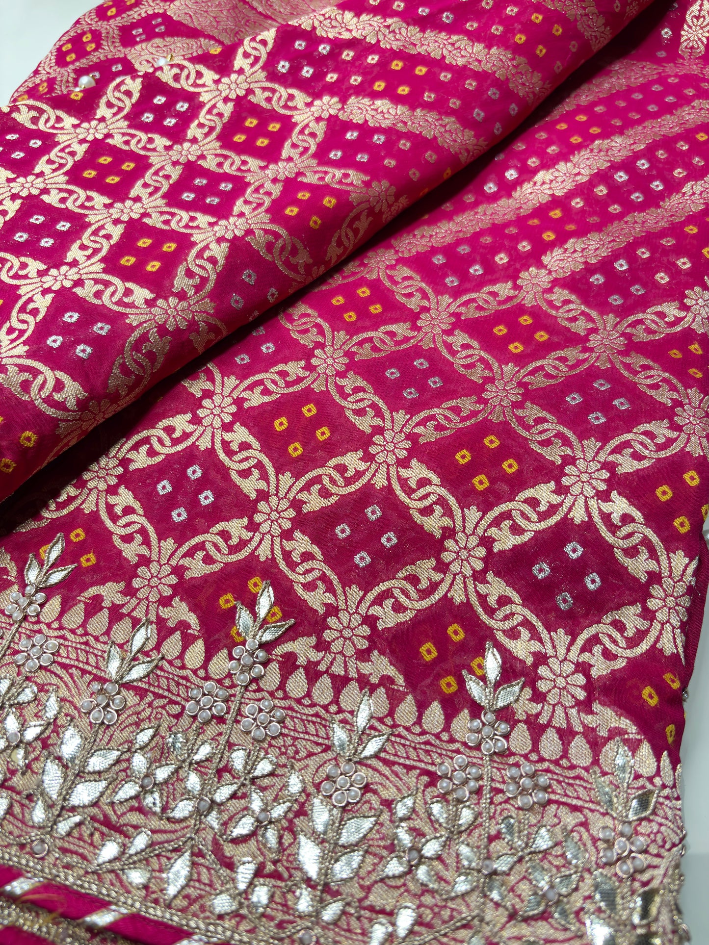 Rani Designer Woven Saree with Heavy Zari Work Border & Floral Motifs