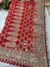 Red Designer Woven Saree with Heavy Zari Work Border & Floral Motifs