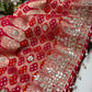 Red Designer Woven Saree with Heavy Zari Work Border & Floral Motifs