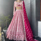 Embroidered Party Wear Lehenga with Contrast Dupatta