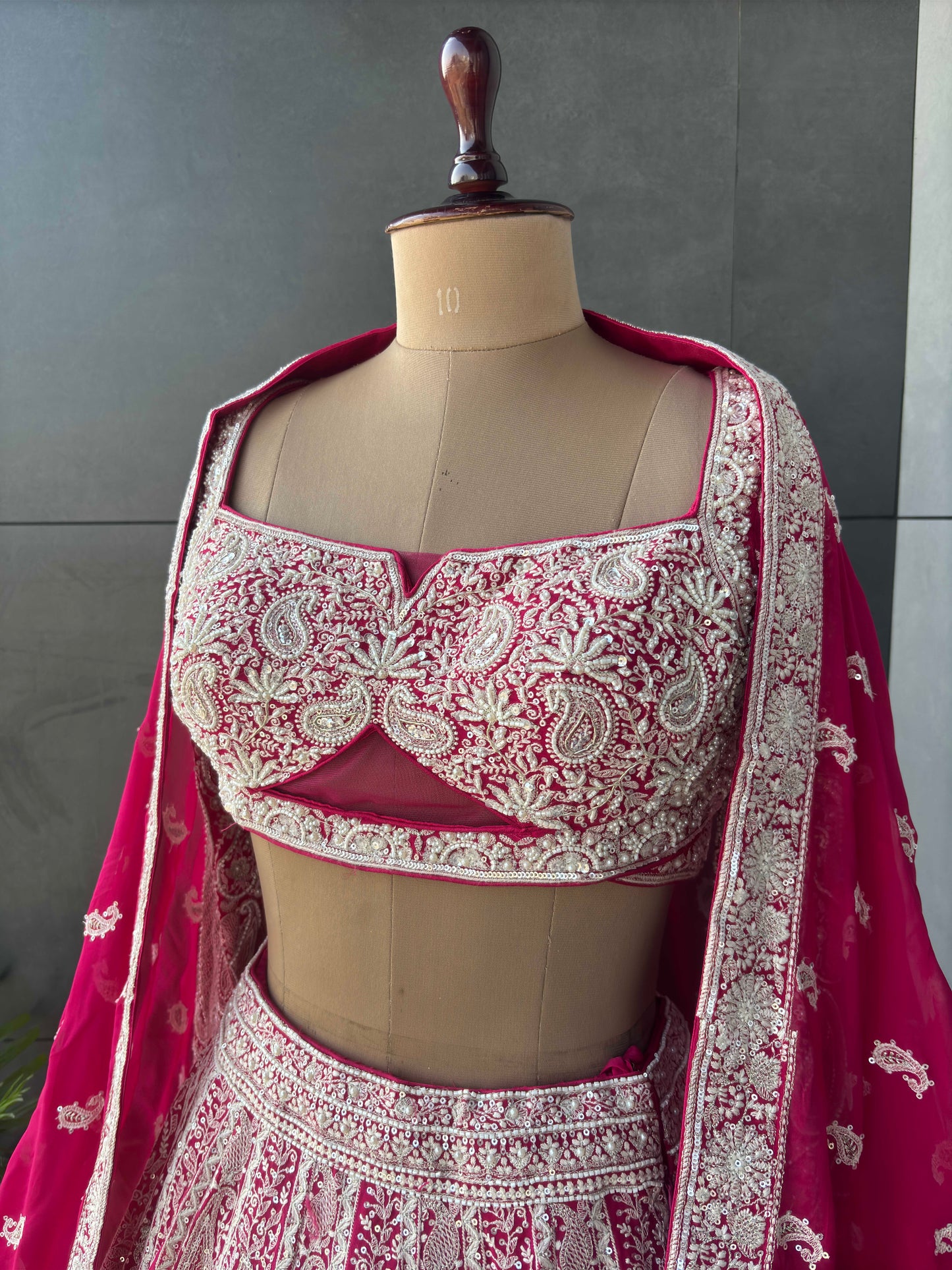 Embroidered Party Wear Lehenga with Contrast Dupatta