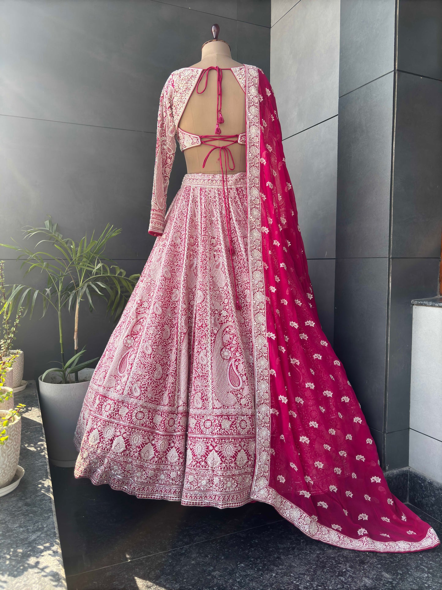 Embroidered Party Wear Lehenga with Contrast Dupatta