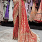 Red Designer Saree with Golden Zari Embroidery & Embellished Pallu