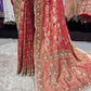 Red Designer Saree with Golden Zari Embroidery & Embellished Pallu