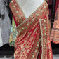Red Designer Saree with Golden Zari Embroidery & Embellished Pallu