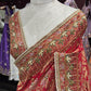 Red Designer Saree with Golden Zari Embroidery & Embellished Pallu