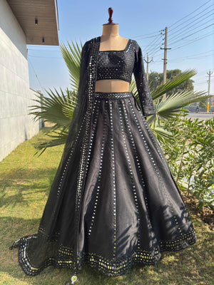 the Perfect Miror and Thread Work Silk Lehanga