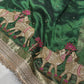 Green Designer Saree with Elephant Lotus Embroidery & Rich Zari Border