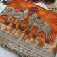 Orange Designer Saree with Elephant Embroidery & Rich Zari Border