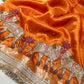 Orange Designer Saree with Elephant Embroidery & Rich Zari Border