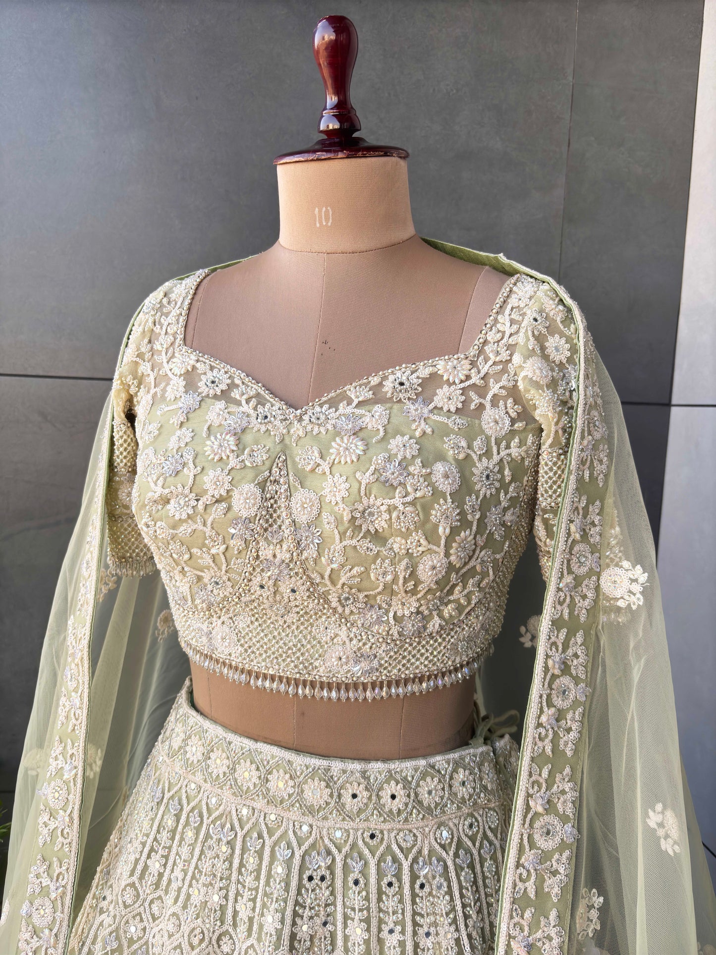 The Perfect Green Colour Lehanga with Sequnis Work