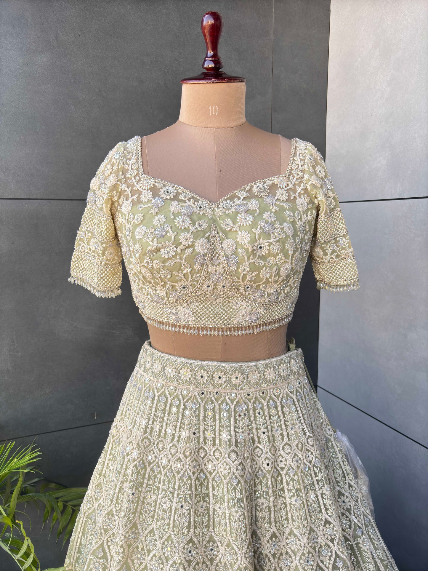 The Perfect Green Colour Lehanga with Sequnis Work