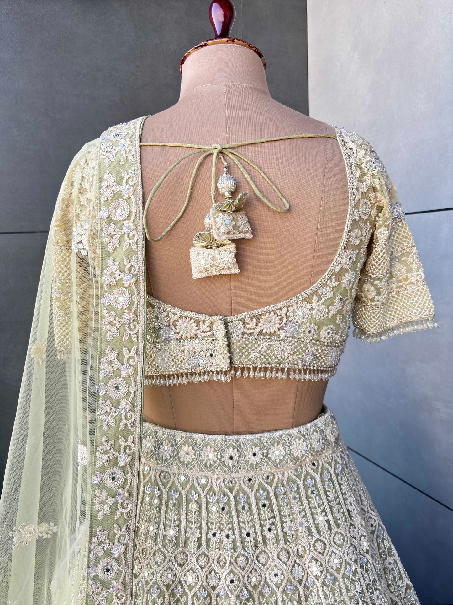 The Perfect Green Colour Lehanga with Sequnis Work