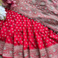 Red Designer Saree with Heavy Silver Zari Embroidery & Buti Work