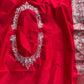 Red Designer Saree with Heavy Silver Zari Embroidery & Buti Work