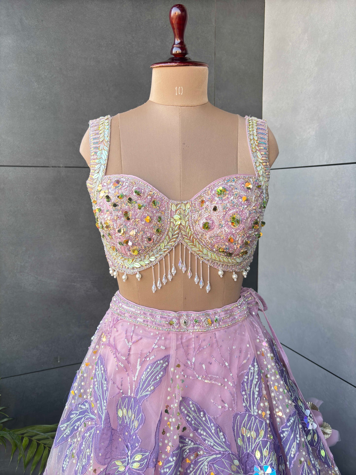 the Pink Colour Lehanga with Sequnis, Pearl and Matallic Work