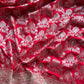 Red Designer Saree with Silver Zari Buti Work & Embroidered Border