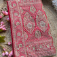 Designer Saree with Silver Zari Floral Jaal Work & Embroidered Border
