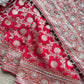 Designer Saree with Heavy Silver Zari Floral Work & Embellished Border